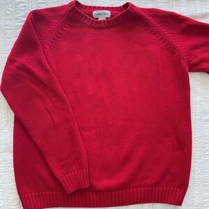 Vintage 100% Cotton Crew Neck Cable Knit Red Sweater Size XL Unisex